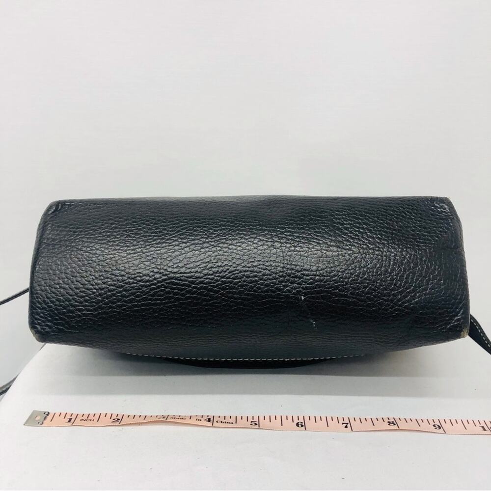 Vintage Black Shoulder Bag Embossed Logo Adjustable Strap with silvertone buckle - Picture 16 of 16